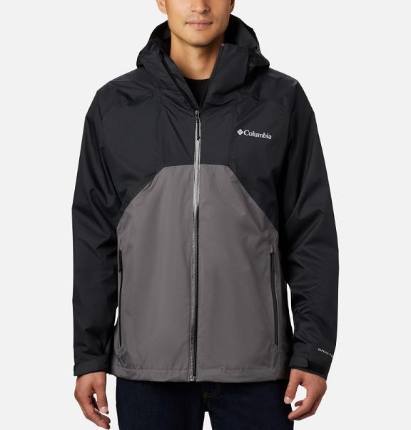 Columbia Mens Rain Jacket UK Sale - Rain Scape Jackets Black Grey UK-489563